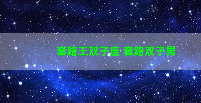 套路王双子座 套路双子男